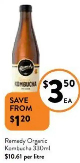 Foodworks Remedy Organic Kombucha 330ml offer