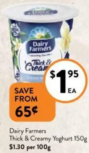 Foodworks Dairy Farmers Thick & Creamy Yoghurt 150g offer