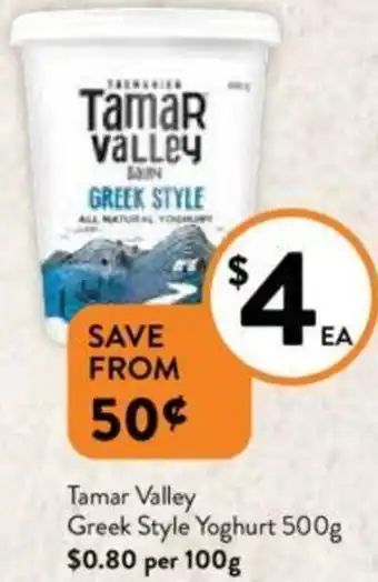 Foodworks Tamar Valley Greek Style Yoghurt 500g offer
