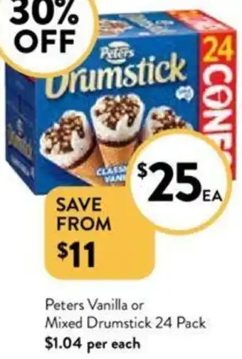 Foodworks Peters Vanilla or Mixed Drumstick offer