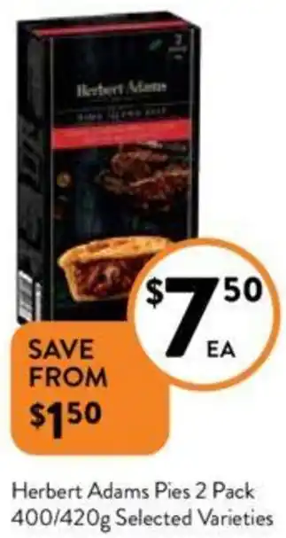 Foodworks Herbert Adams Pies 2 Pack 400/420g offer