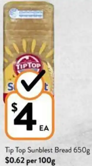 Foodworks Tip Top Sunblest Bread 650g offer