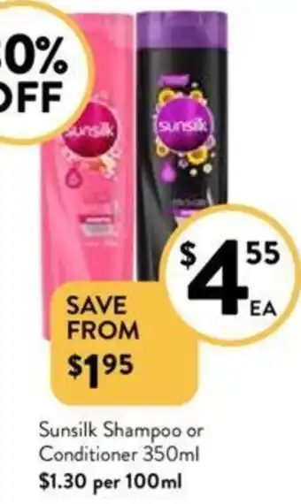 Foodworks Sunsilk Shampoo or Conditioner 350ml offer