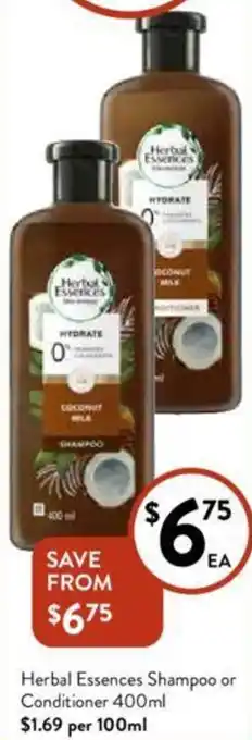 Foodworks Herbal Essences Shampoo or Conditioner 400ml offer