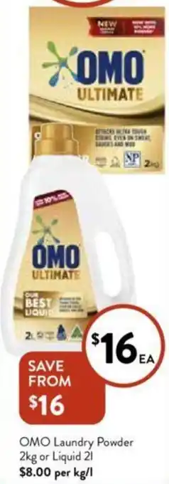 Foodworks OMO Laundry Powder 2kg or Liquid 21 offer