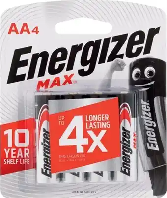 IGA Energizer Max Batteries AA or AAA 4 Pack offer