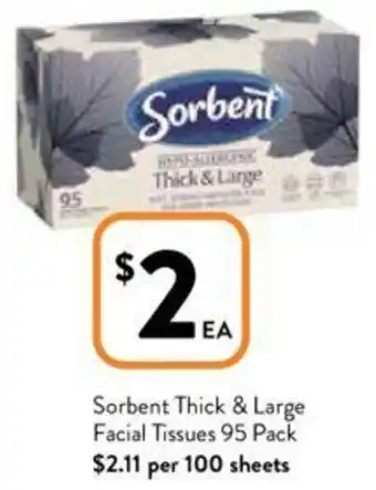 Foodworks Sorbent Thick & Large Facial Tissues 95 Pack offer