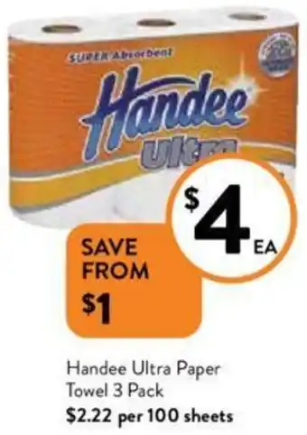 Foodworks Handee Ultra Paper Towel 3 Pack offer