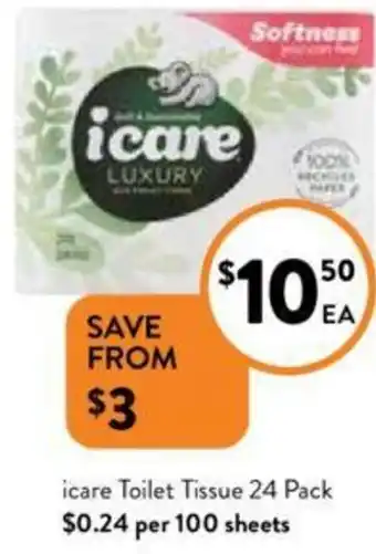 Foodworks icare Toilet Tissue 24 Pack offer