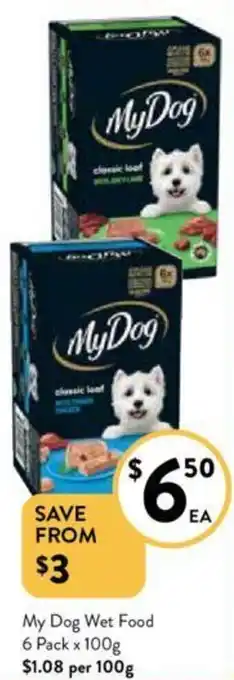 Foodworks My Dog Wet Food 6 Pack x 100g offer
