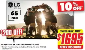 The Good Guys 65 QNED75 4K UHD LED Smart TV 2023 offer