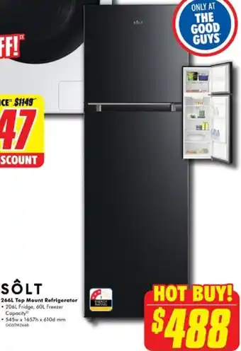 The Good Guys 266L Top Mount Refrigerator offer