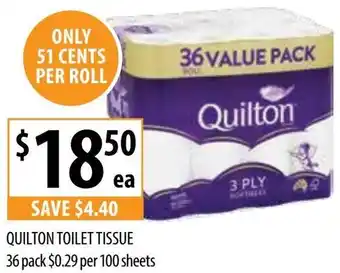 Supabarn QUILTON TOILET TISSUE offer