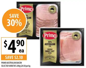 Supabarn PRIMO AUSTRALIAN BACON 200g offer