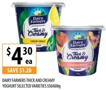 Supabarn DAIRY FARMERS THICK AND CREAMY YOGHURT 550/600g offer