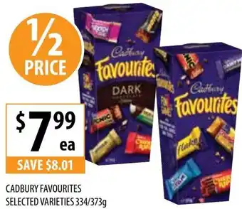 Supabarn CADBURY FAVOURITES SELECTED VARIETIES 334/373g offer
