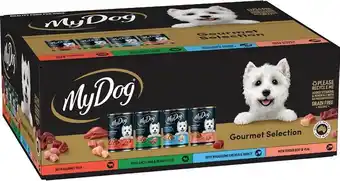 BIG W My dog 12-pack gourmet selection dog food can varieties 400g offer