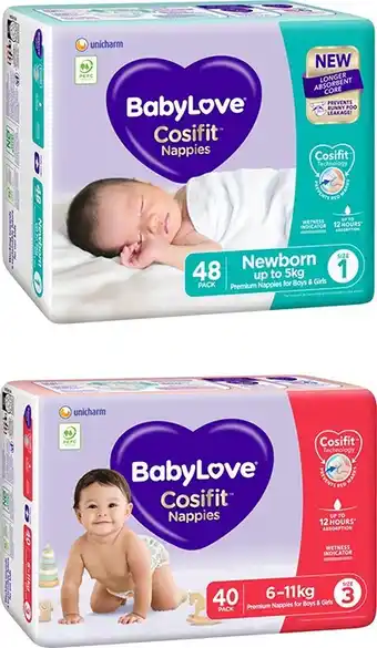 Babylove 48-pack newborn or 40-pack crawler cosifit nappies