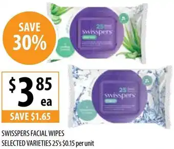Supabarn SWISSPERS FACIAL WIPES 25's offer