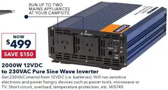 2000W 12VDC to 230VAC Pure Sine Wave Inverter