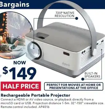Jaycar Electronics Rechargeable Portable Projector offer