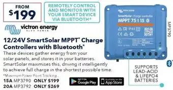Jaycar Electronics 12/24V SmartSolar MPPT Charge Controllers with Bluetooth offer