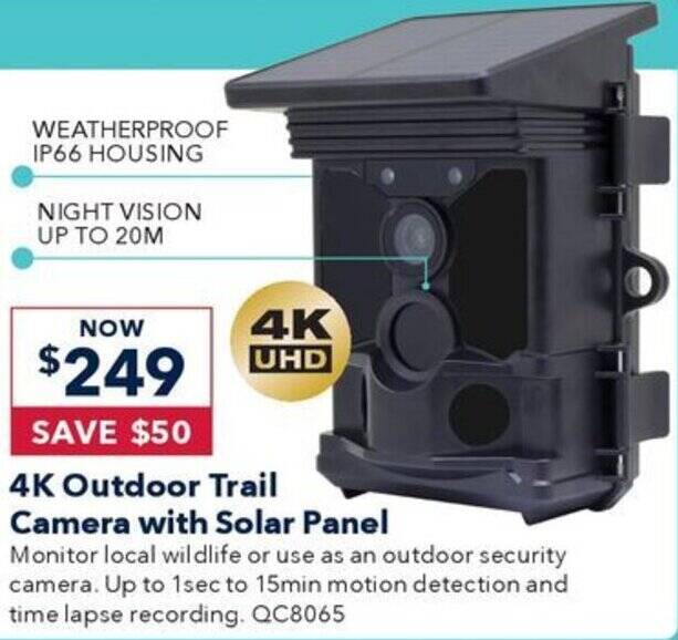 4K Outdoor Trail Camera with Solar Panel offer at Jaycar Electronics