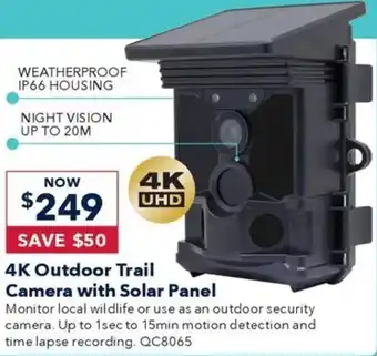 Jaycar Electronics 4K Outdoor Trail Camera with Solar Panel offer