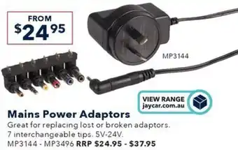 Jaycar Electronics Mains Power Adaptors offer