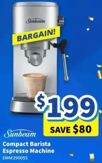 Bi-Rite Sunbeam Compact Barista Espresso Machine offer