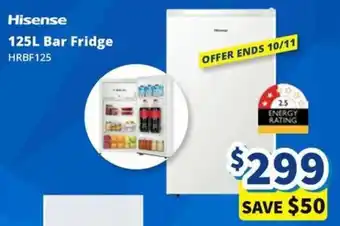 Bi-Rite Hisense 125L Bar Fridge offer