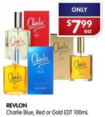 REVLON Charlie Blue, Red or Gold EDT 100mL