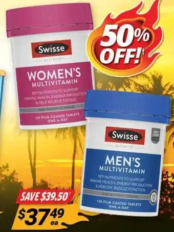 Cincotta Chemist SWISSE MEN'S OR WOMEN'S MULTIVITAMIN offer