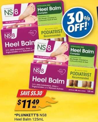 Cincotta Chemist PLUNKETT'S NS8 Heel Balm 125mL offer