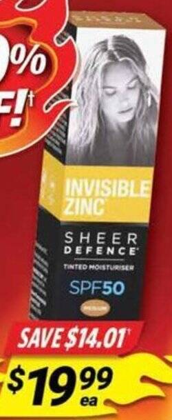 Cincotta Chemist INVISIBLE ZINC SHEER DEFENCE TINTED MOISTURISER offer