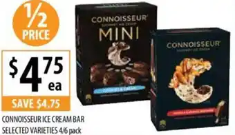 Supabarn CONNOISSEUR ICE CREAM BAR SELECTED VARIETIES 4/6 pack offer