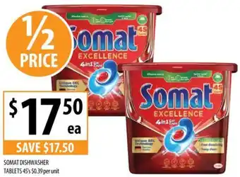 Supabarn SOMAT DISHWASHER TABLETS 45's offer