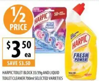 Supabarn HARPIC TOILET BLOCK 35/39g AND LIQUID TOILET CLEANER 700ml offer