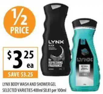 Supabarn LYNX BODY WASH AND SHOWER GEL 400ml offer