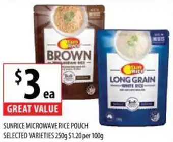Supabarn SUNRICE MICROWAVE RICE POUCH 250g offer