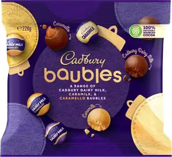 BIG W Cadbury mixed chocolate baubles 228g offer