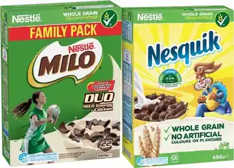 IGA Nestle Milo or Nesquik Cereals 650-700g Selected Varieties offer