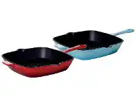 Harris Scarfe Smith+Nobel Traditions Cast Iron 26cm Grill Pans Red or Blue offer
