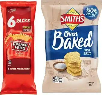 IGA Smith’s Oven Baked Chips 130g or Assorted Multipack 5-6 Pack Selected Varieties offer