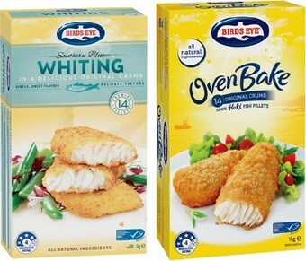 IGA Birds Eye Oven Bake Original Crumb or Southern Blue Whiting Fish Fillets 1kg offer