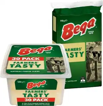IGA Bega Farmers' Tasty Cheese Block 750g or Slices 30 Pack Selected Varieties offer