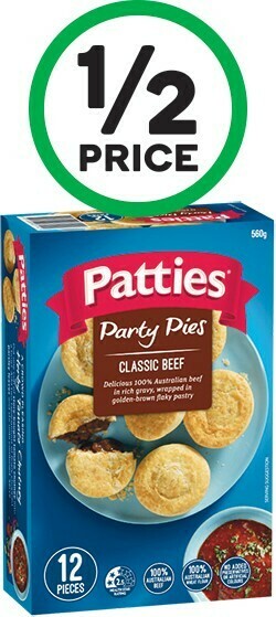 Woolworths Patties Party Pies or Sausage Rolls 450-560g offer