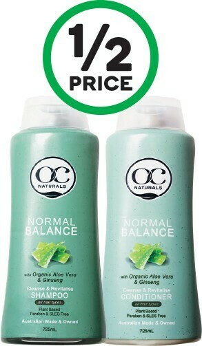 Woolworths OC Naturals Shampoo or Conditioner 725ml offer