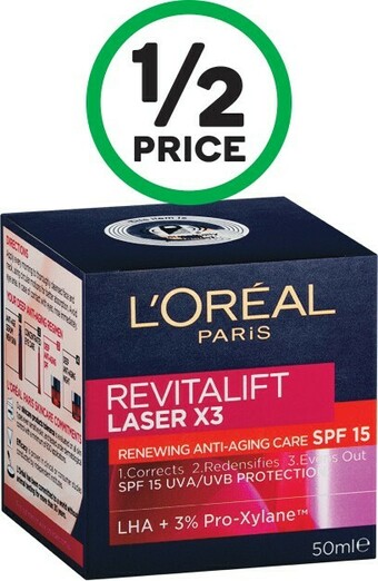 Woolworths L’Oreal Revitalift Laser Day Cream SPF15 50ml* offer