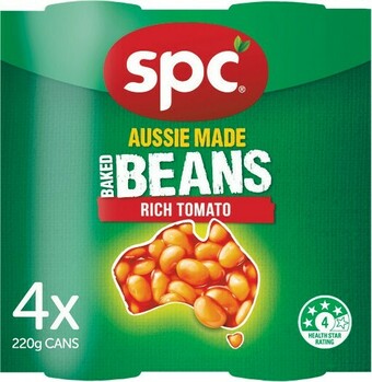 Woolworths SPC Baked Beans 220g Pk 4 offer